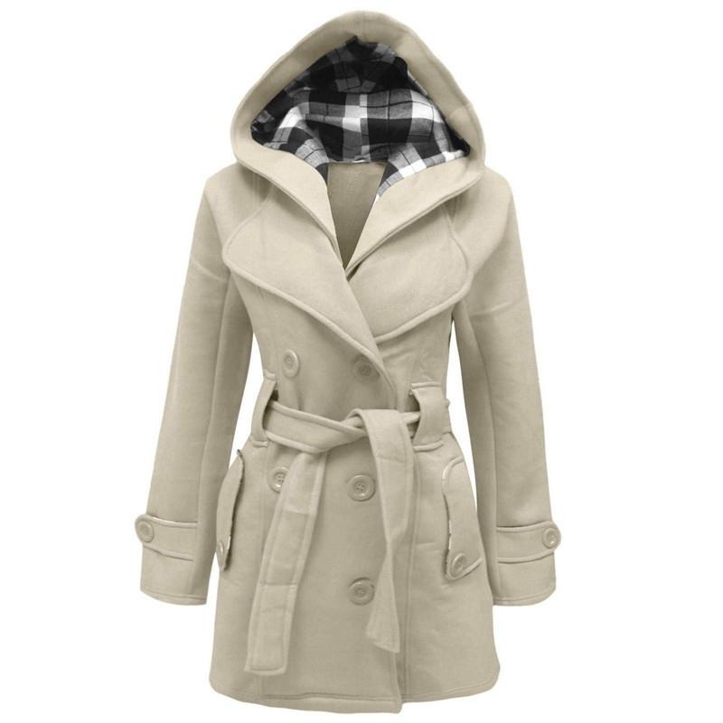 Belén® | Wool coat with hood and buttons with belt