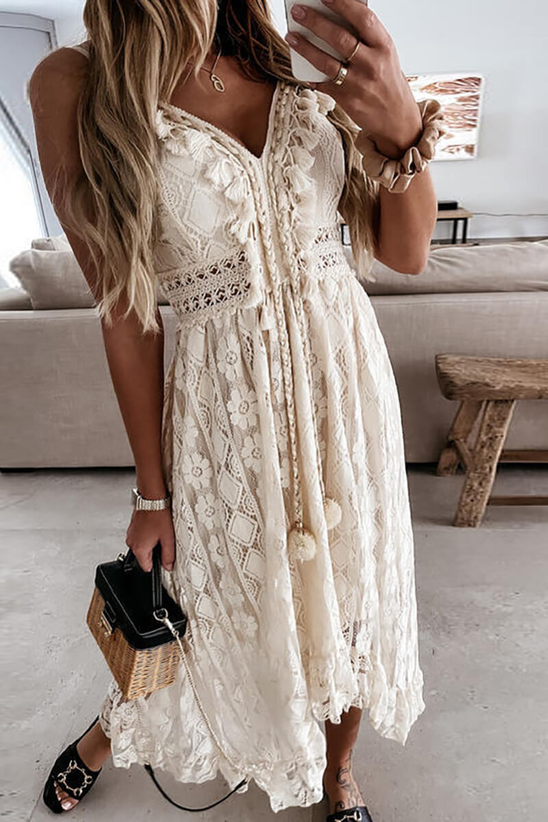 Lina® | Midi dress in mullet with lace and ruffles