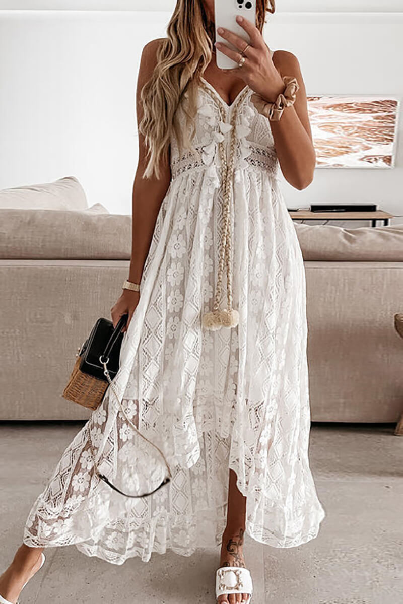 Lina® | Midi dress in mullet with lace and ruffles