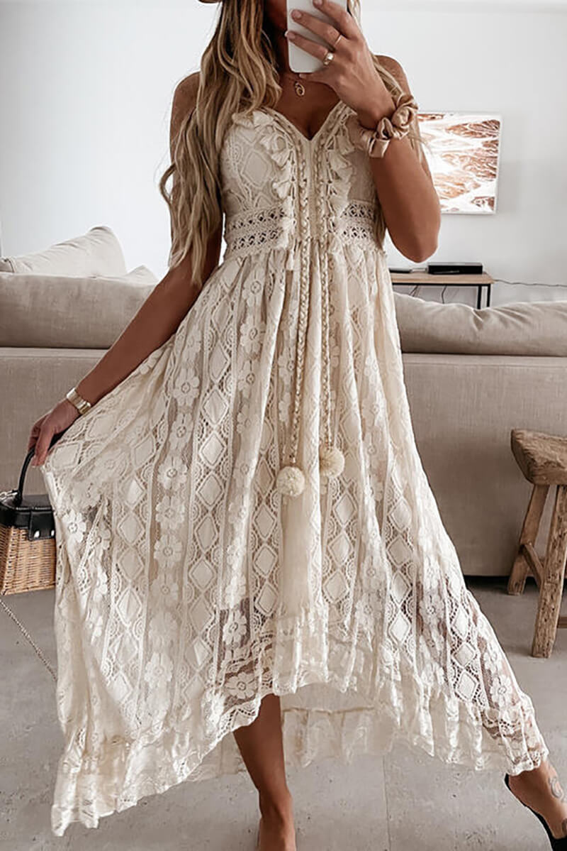 Lina® | Midi dress in mullet with lace and ruffles