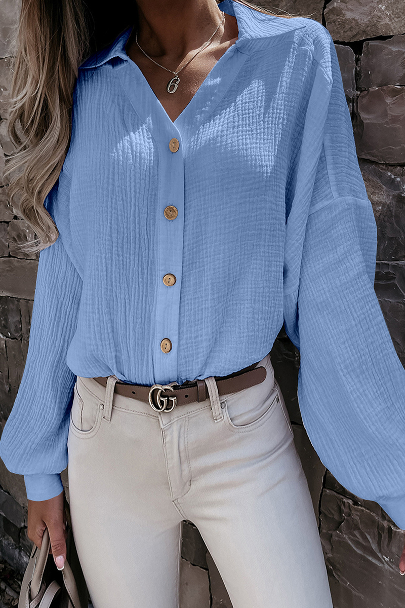 Lina® | Elegant Long-Sleeved Blouse With Turn-Down Collar And Buttons