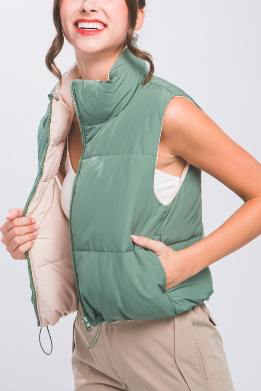 Lina® | Cropped, reversible zip-up vest from Love Tree