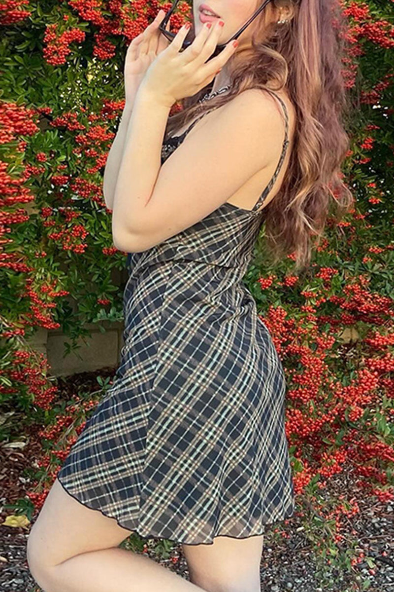 Adelaida® | Sexy checked frenulum sling dresses