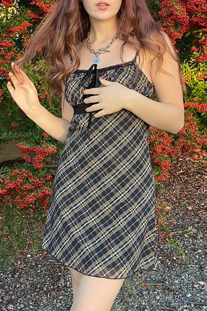 Adelaida® | Sexy checked frenulum sling dresses