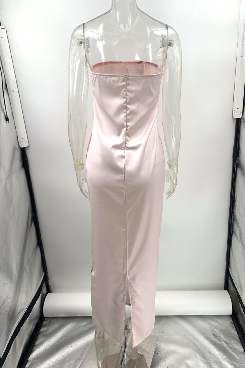 Leticia® | Casual Printed Floral Slit Zipper Strapless One Step Skirt Dresses