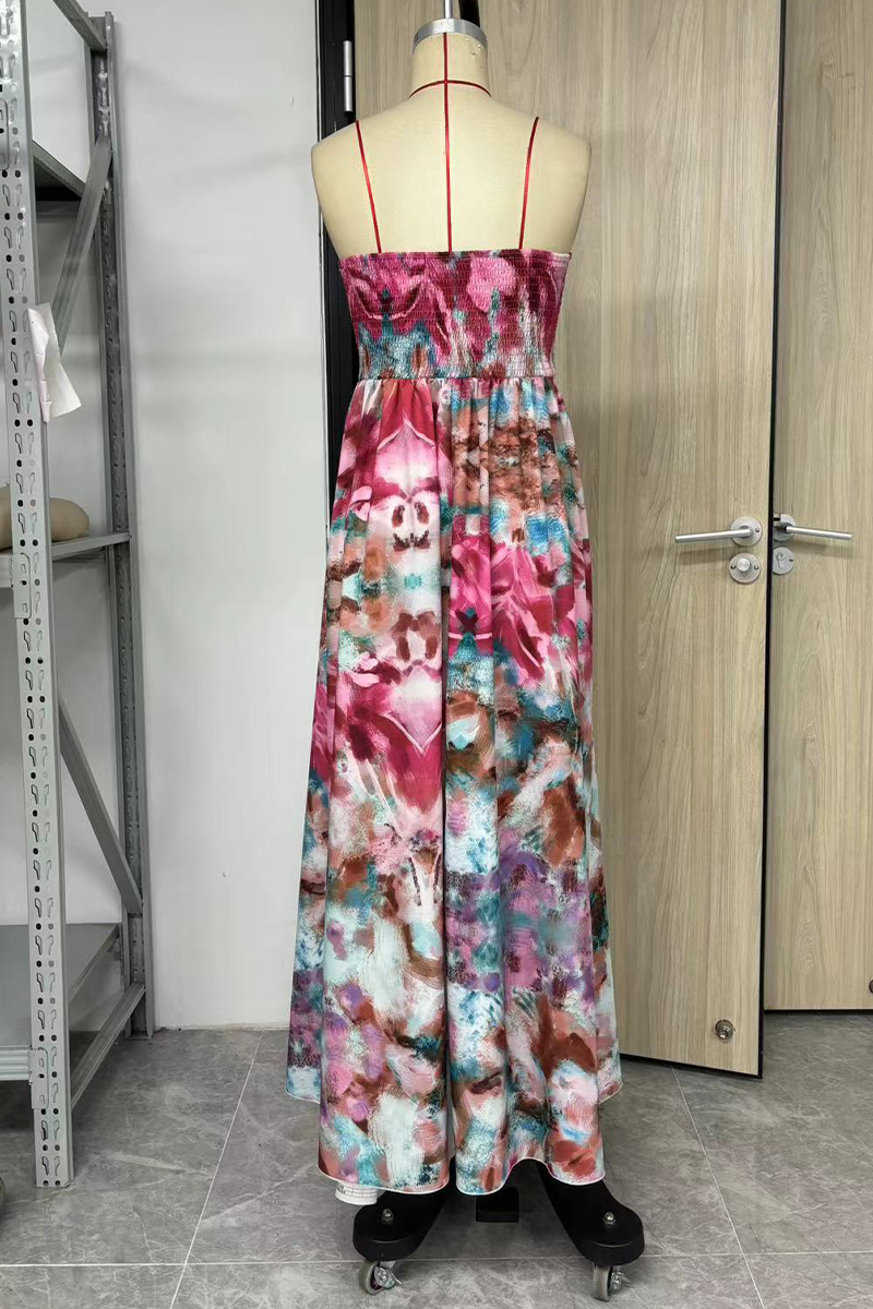 Leila® | Sexy holiday floral print fringe trim strapless strapless dresses