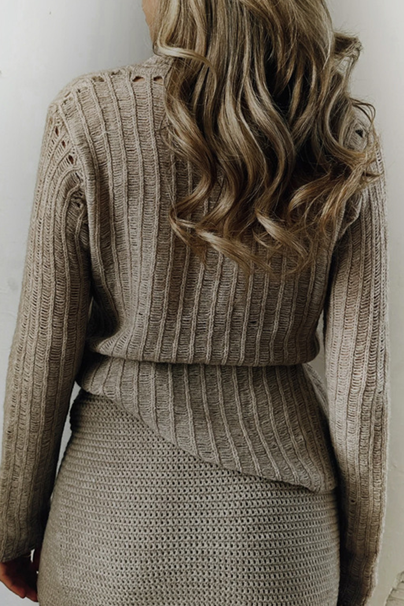 Ariane® | Casual solid color sweaters with hollowed out buttons and turn down collar