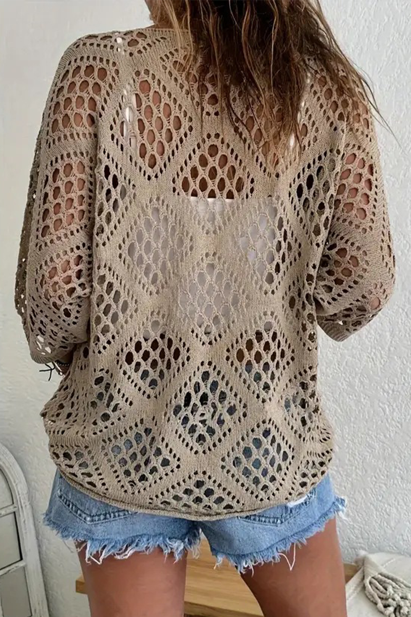 Mabel® | Casual Daily Solid Color Hollow Out V-Neck Sweaters (5 Colors)