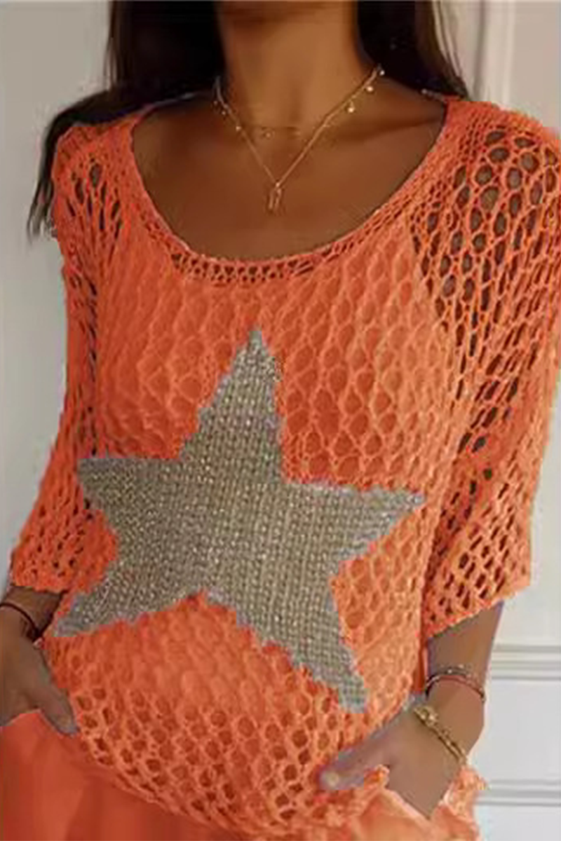 Birte® | Sexy The Stars Hollow Out Sheer Scoop Neck Sweater