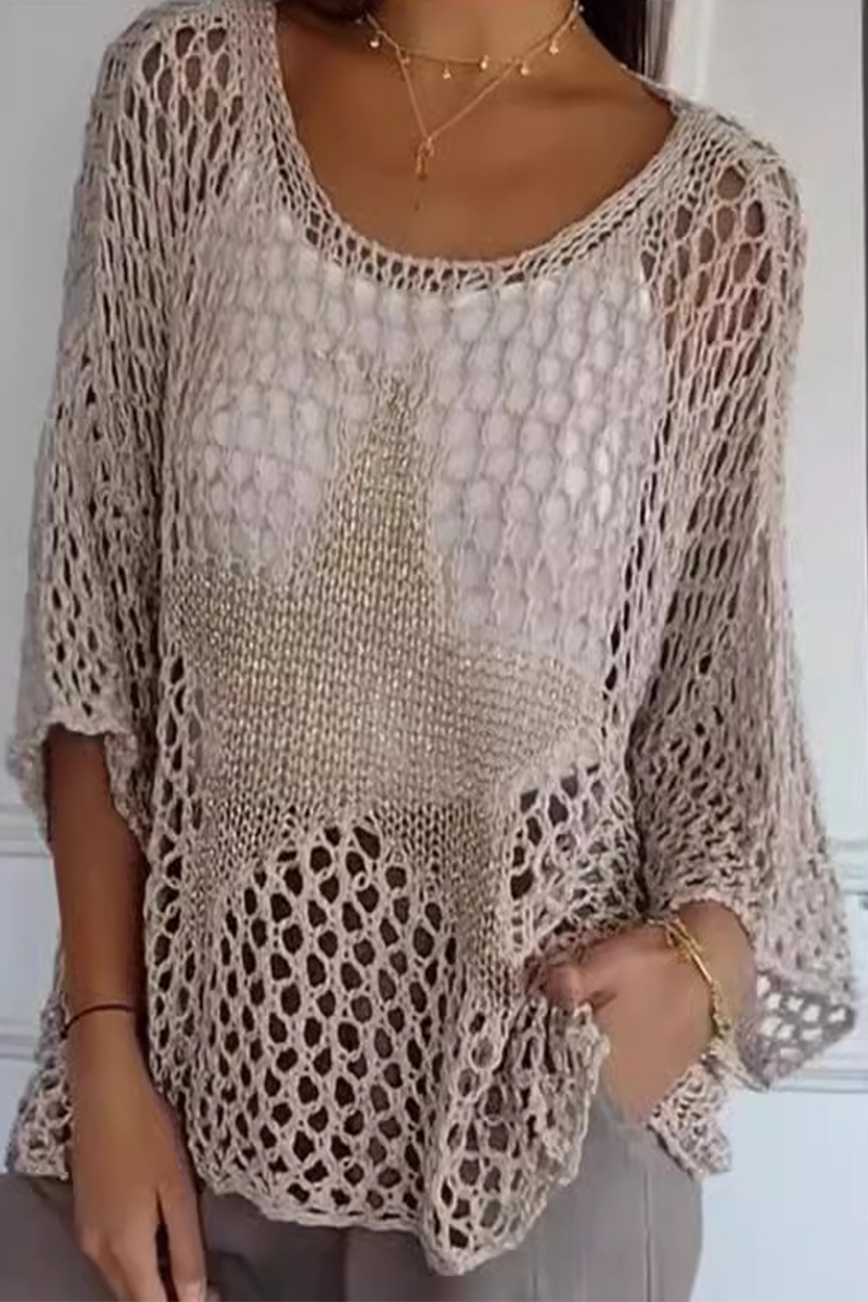 Birte® | Sexy The Stars Hollow Out Sheer Scoop Neck Sweater