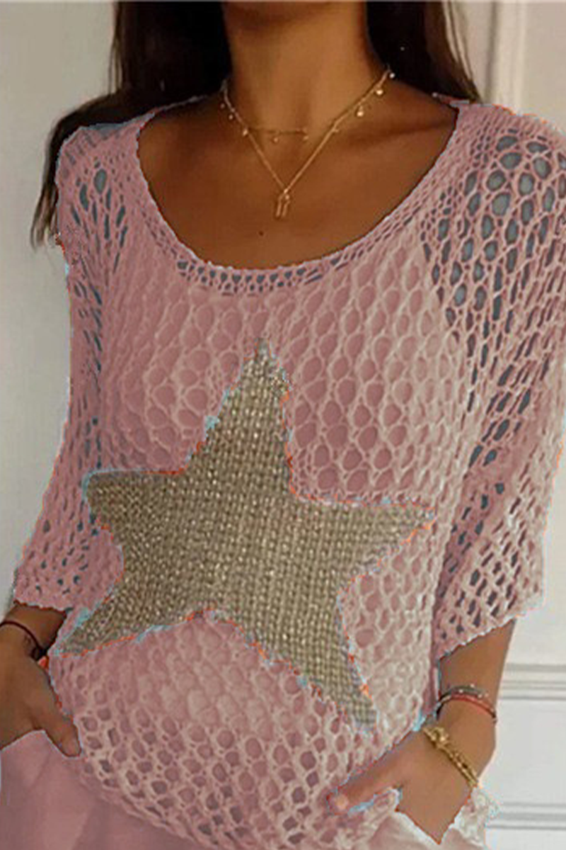 Birte® | Sexy The Stars Hollow Out Sheer Scoop Neck Sweater