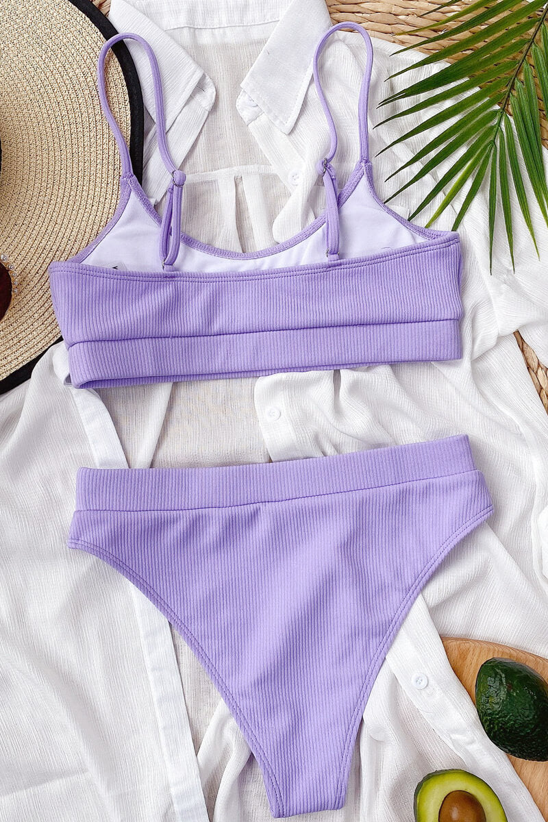 Elda® | Striped top and thong bikini with structured bottoms
