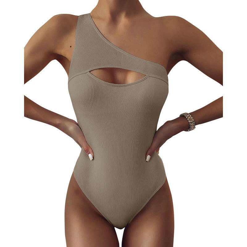 Kristi® | New Bikini Solid Color One-Shoulder One-Piece Swimsuit Women
