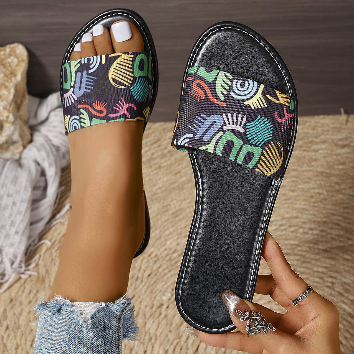 Renee® | Fashion Graffiti Print Sandals