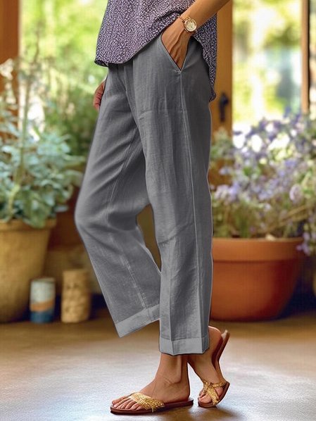 Aaliyah® | Cotton Linen Wide Leg Pants for Women