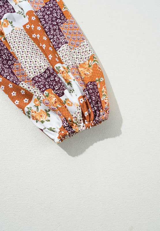 Luz® | Printed mini shirt dress with collar and three-quarter sleeves