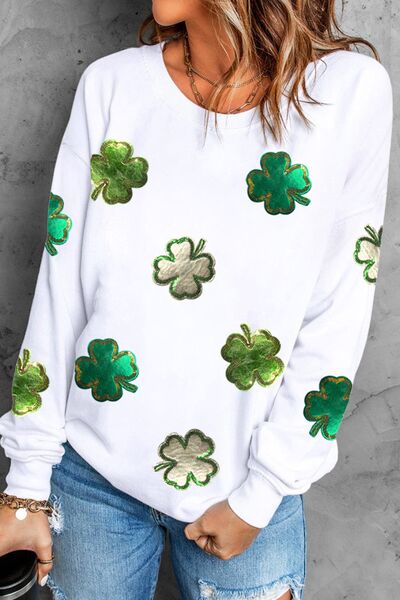 Lina® | Lucky Clover crew neck long sleeve sweatshirt