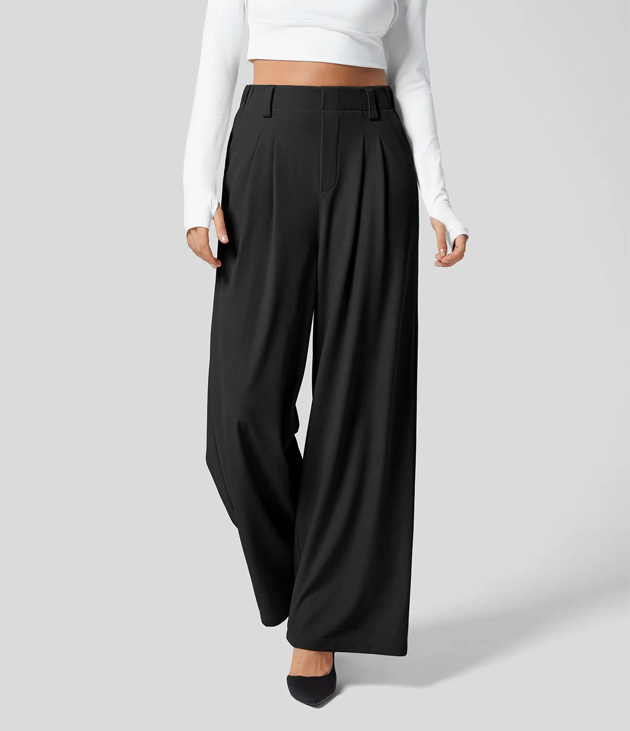 Abigail® | Waffle Fabric Wide Leg Trousers