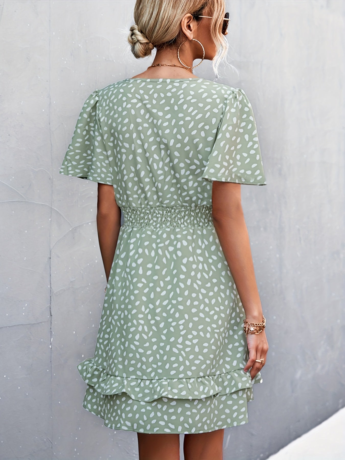 Lina® | Polka dot dress with ruffle sleeves