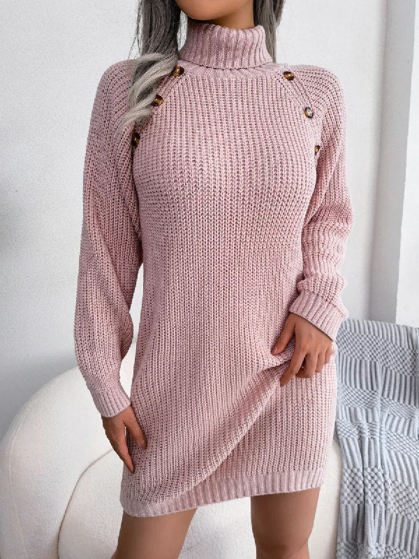 Luz® | Turtleneck dress with long sleeves