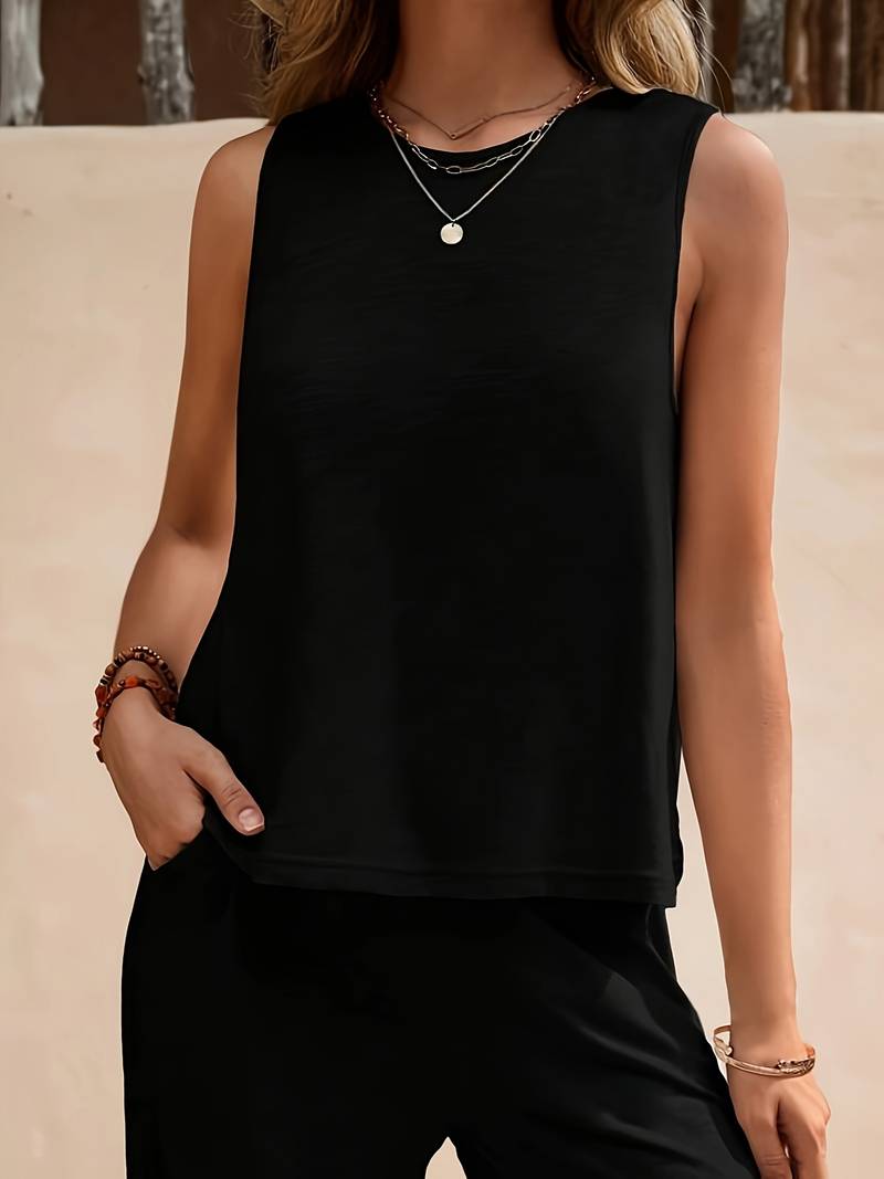 Adalina® | Casual Tank Top And Wide-Leg Pants