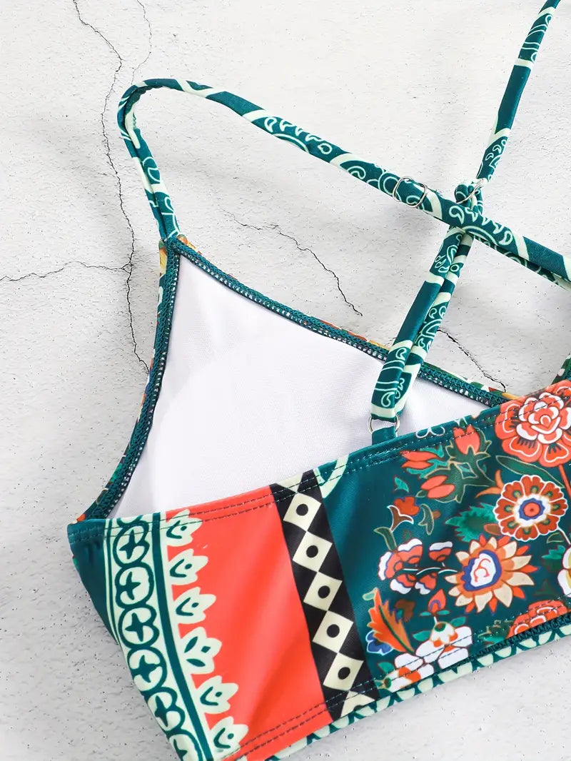 Letizia® | Bohemian Bikini Set With Crisscross Straps