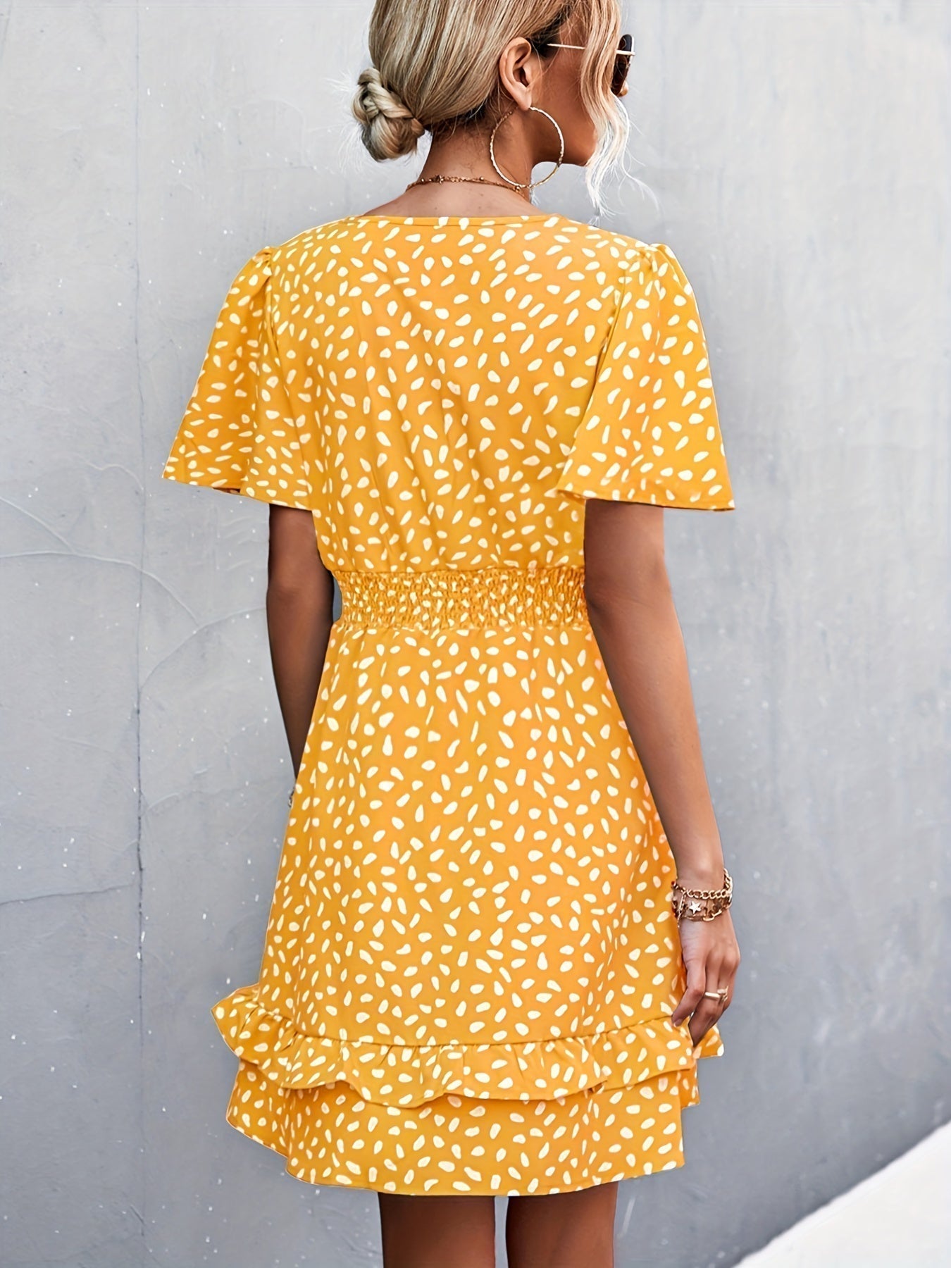 Lina® | Polka dot dress with ruffle sleeves