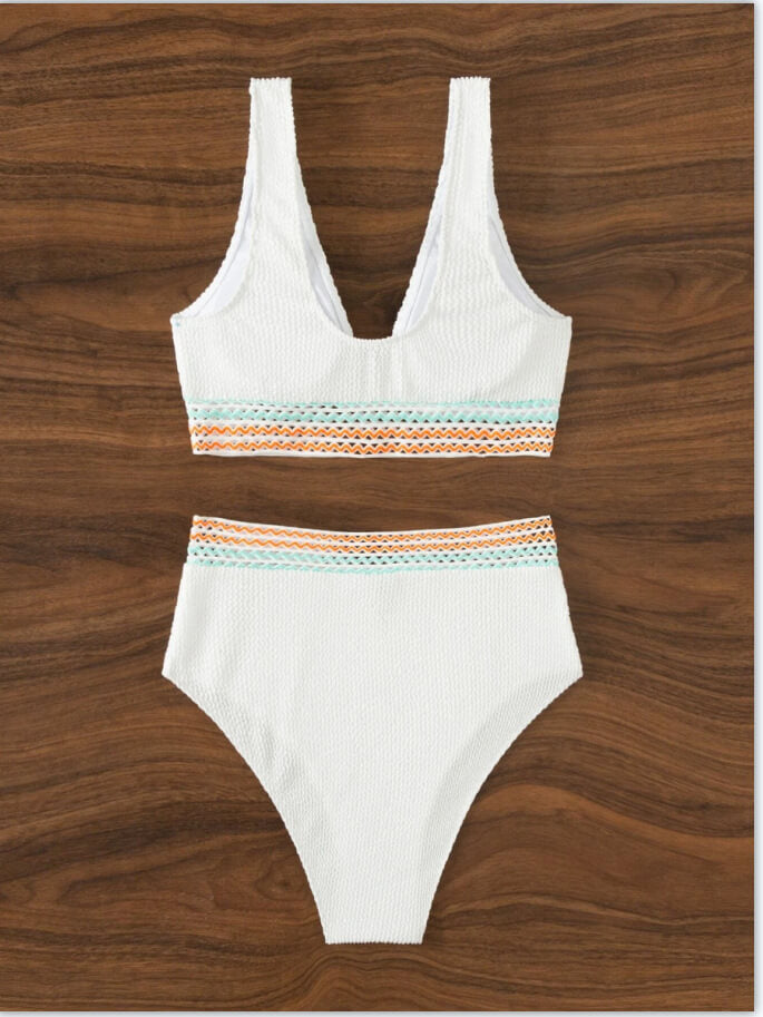 Karol® | White high waist crochet bikini