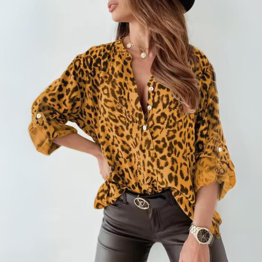 Claudette® | Casual leopard long sleeve shirt