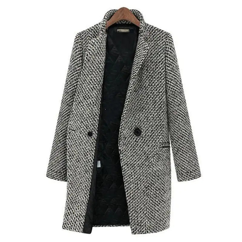 Carina® | Midi houndstooth wool coat