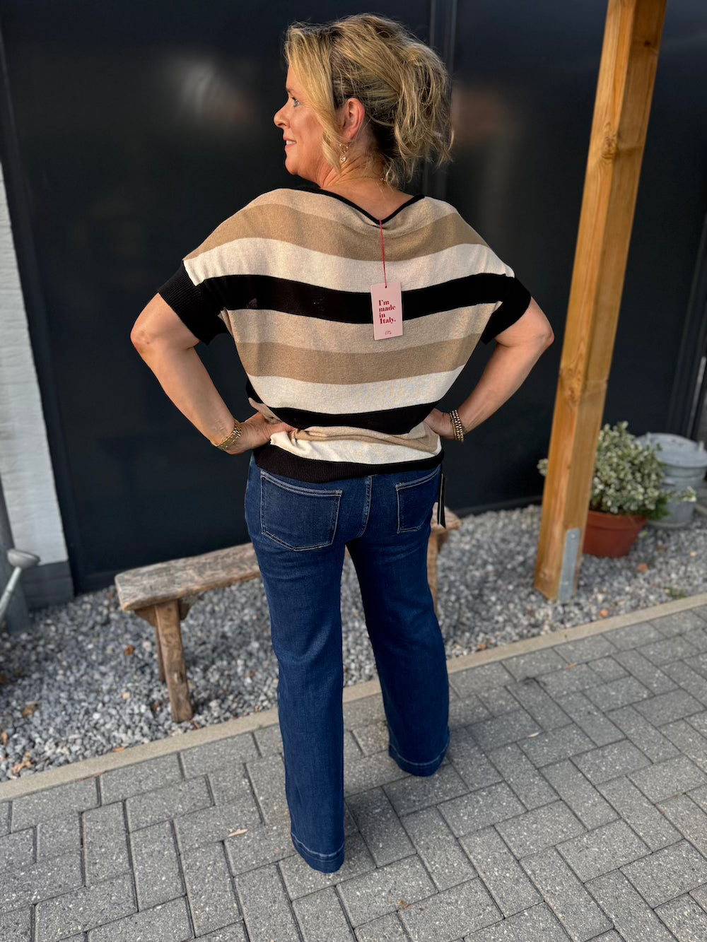 Leopoldina | Shirt finely knitted black beige white