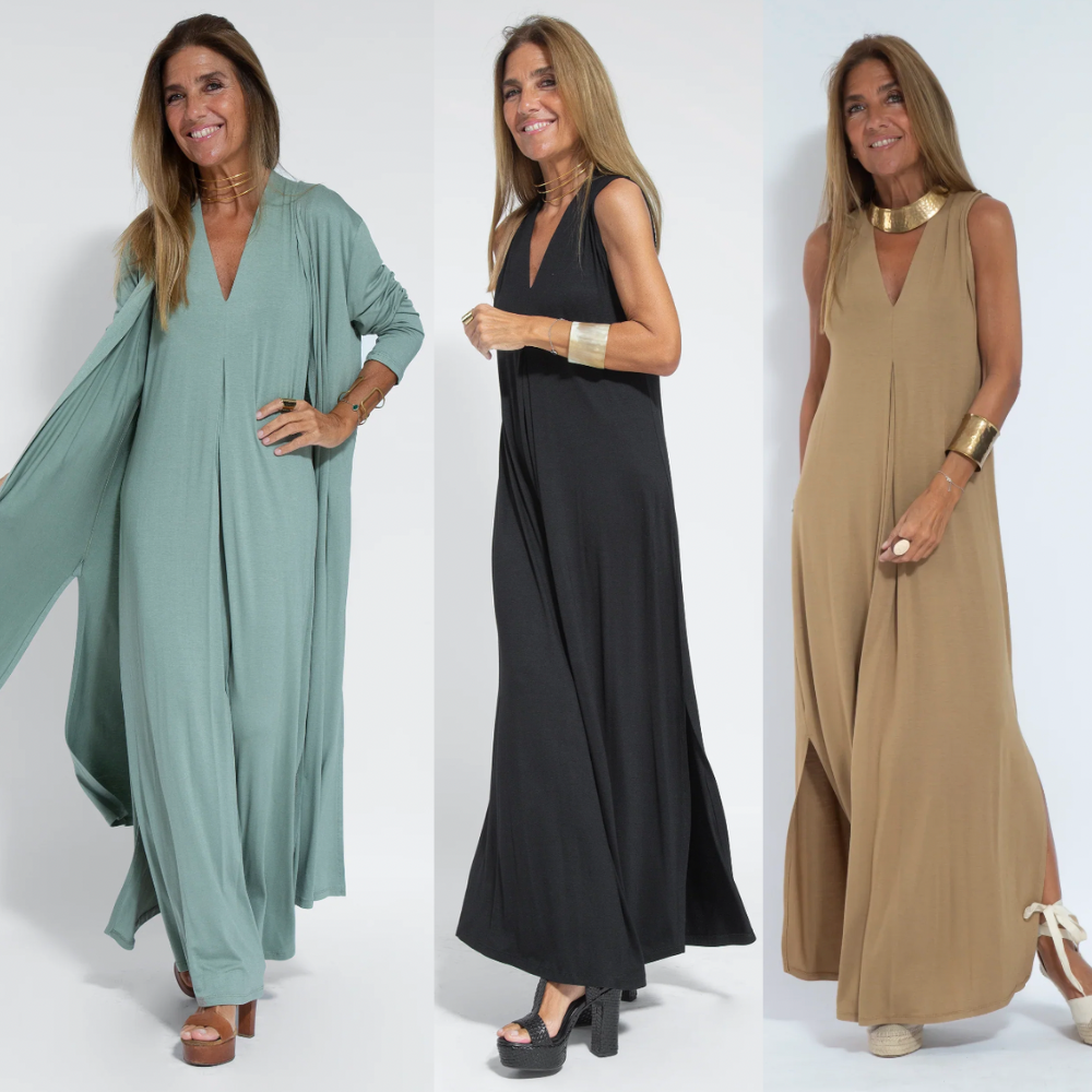 Mabel® | Long Slimming Dress And Vest Set