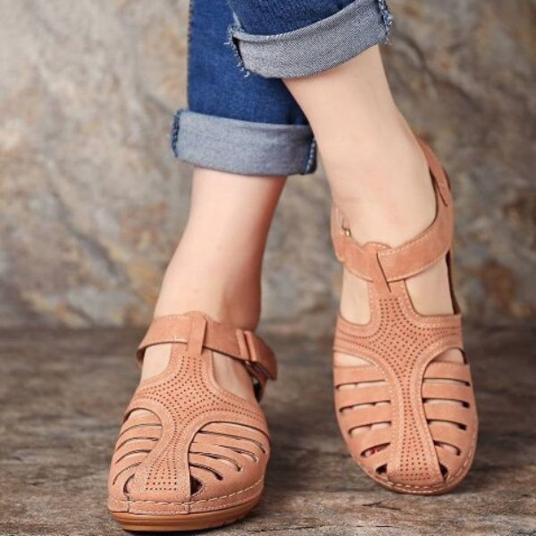 Janice® | Vintage Style Leather Orthopedic Sandals