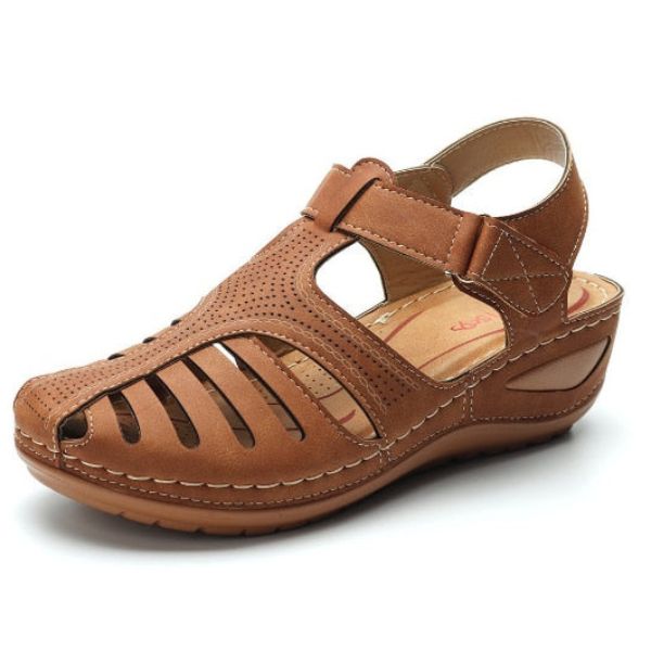 Janice® | Vintage Style Leather Orthopedic Sandals