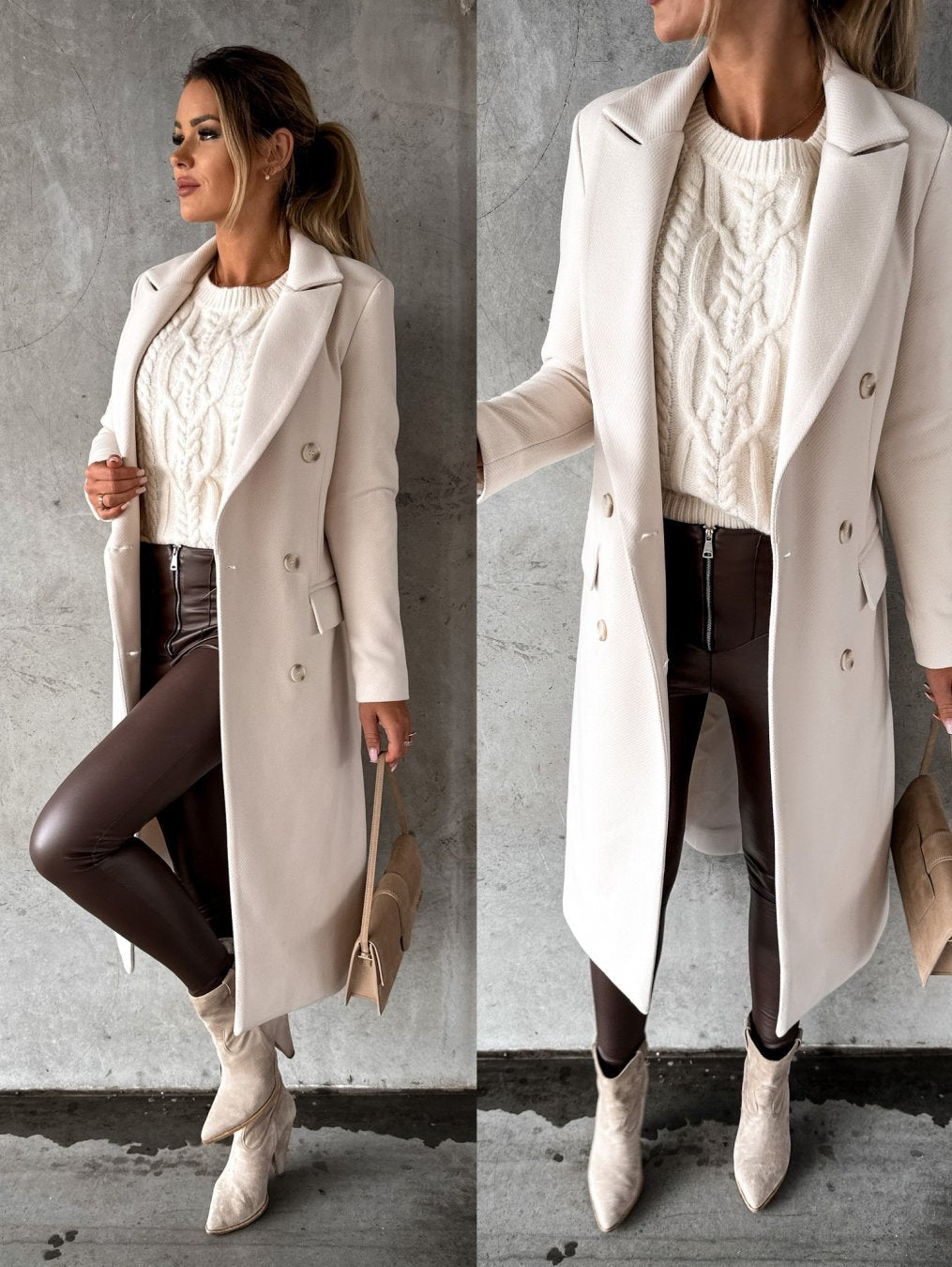 Jacqueline® | Stylish double buttoned long coat
