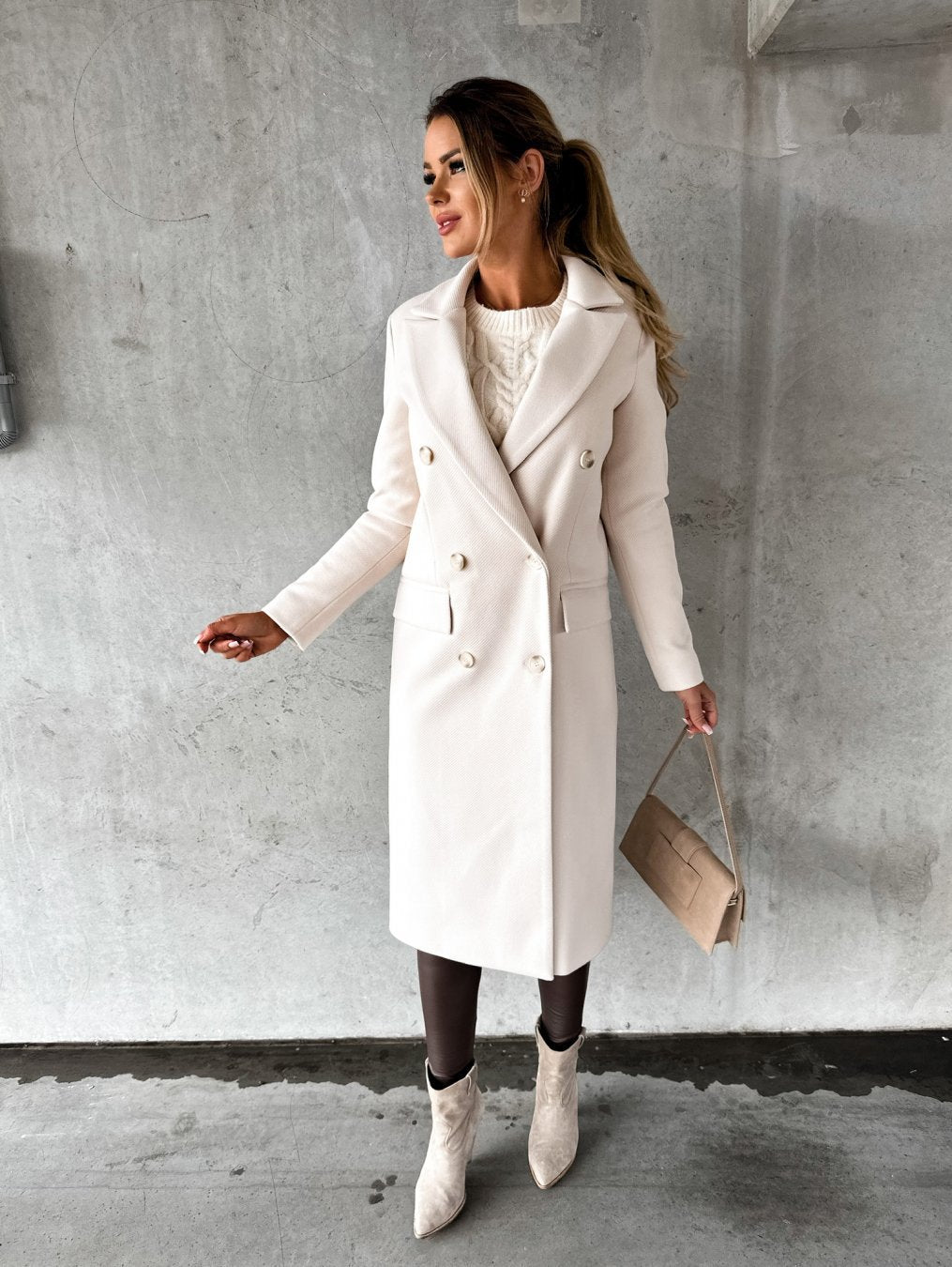 Jacqueline® | Stylish double buttoned long coat
