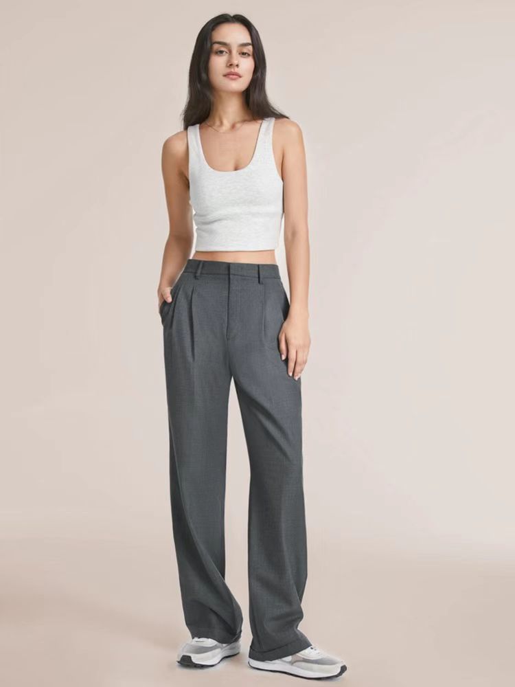 Abigail® | Waffle Fabric Wide Leg Trousers