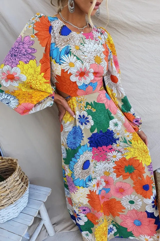 Addison® | Floral dress with puff sleeves