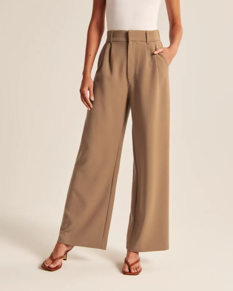 Abigail® | Waffle Fabric Wide Leg Trousers