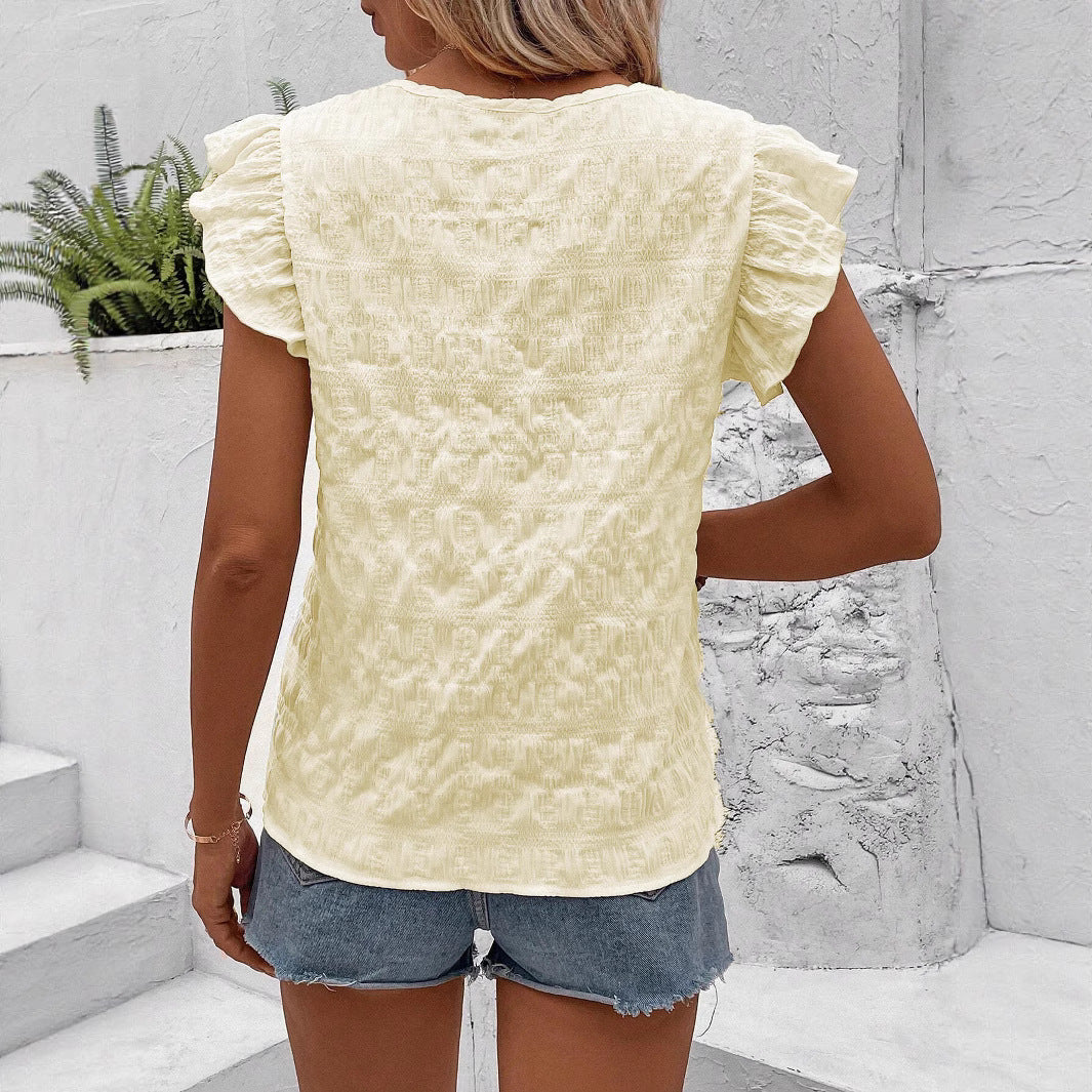 Luz® | Women'S Blouse With Flounce And Hand-Embroidered Design