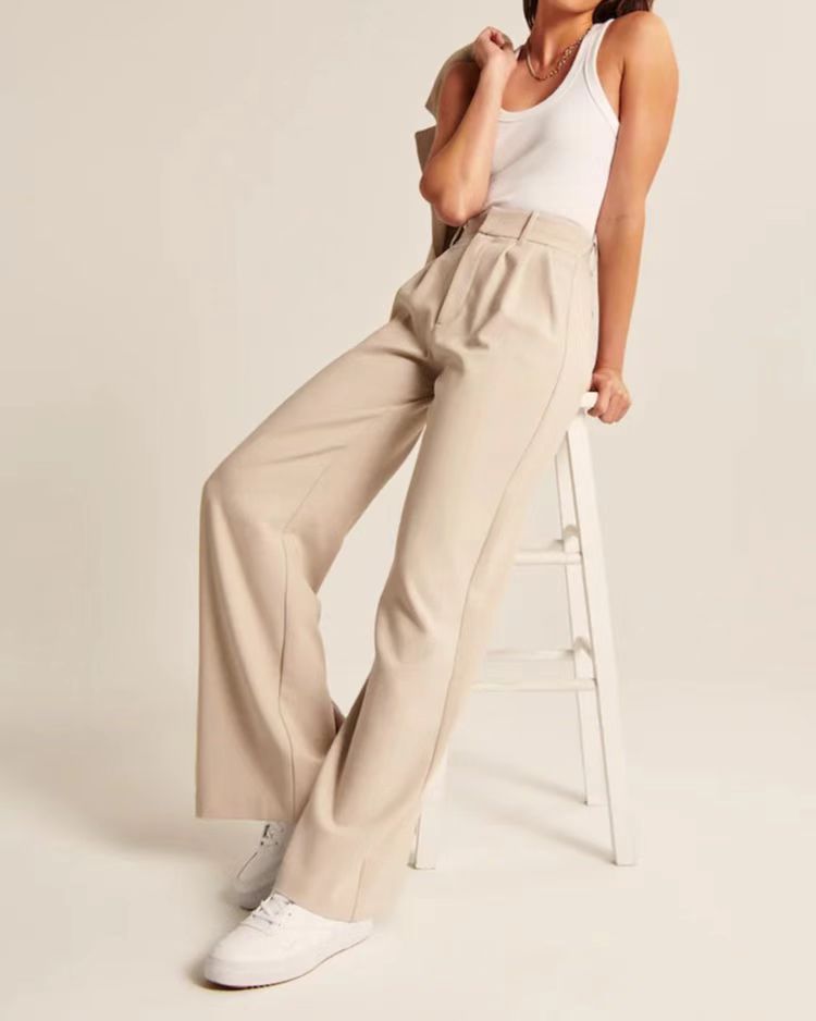 Abigail® | Waffle Fabric Wide Leg Trousers