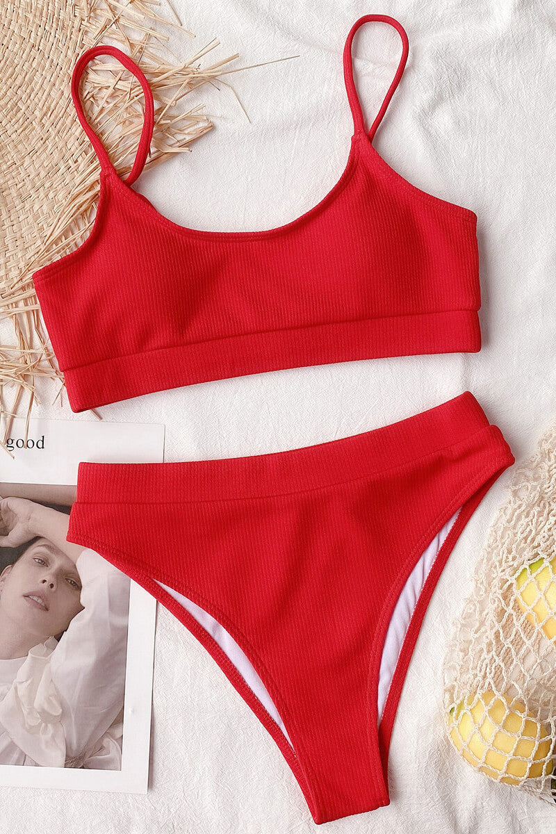 Elda® | Striped top and thong bikini with structured bottoms