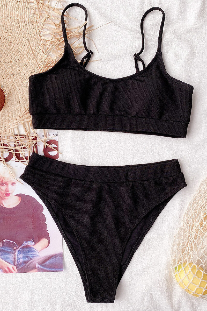Elda® | Striped top and thong bikini with structured bottoms