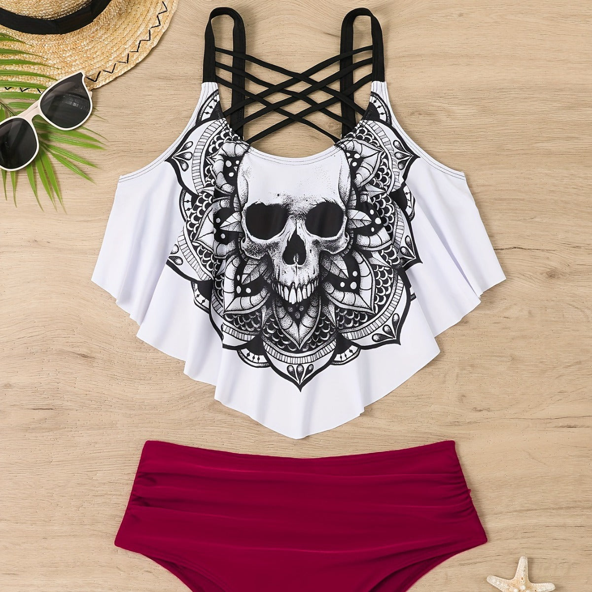 Cristina® | Women'S Bikini Set With Playful Lace Design And Unique Skull Motif