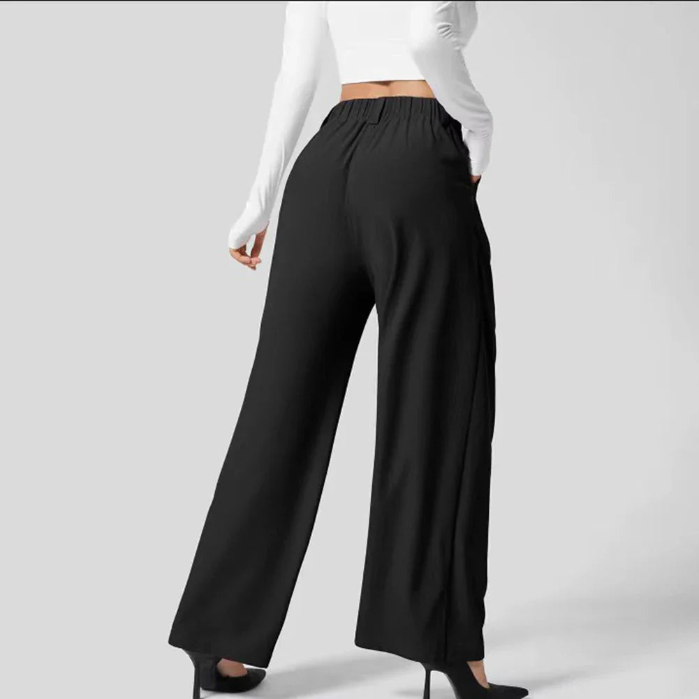 Abigail® | Waffle Fabric Wide Leg Trousers