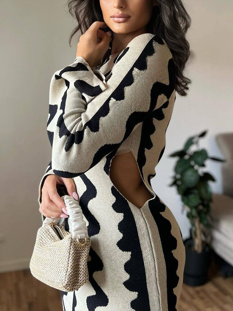 Ada® | Long Sleeve Knitted Maxi Dress