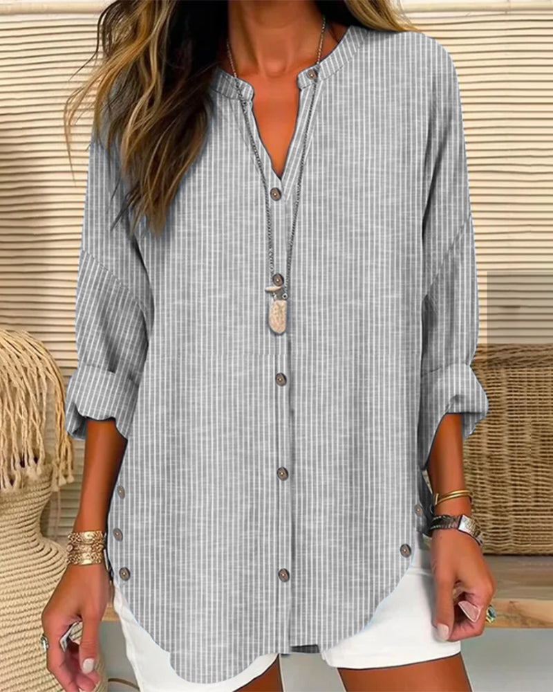 Adelaida® | Blue Striped V-Neck Top
