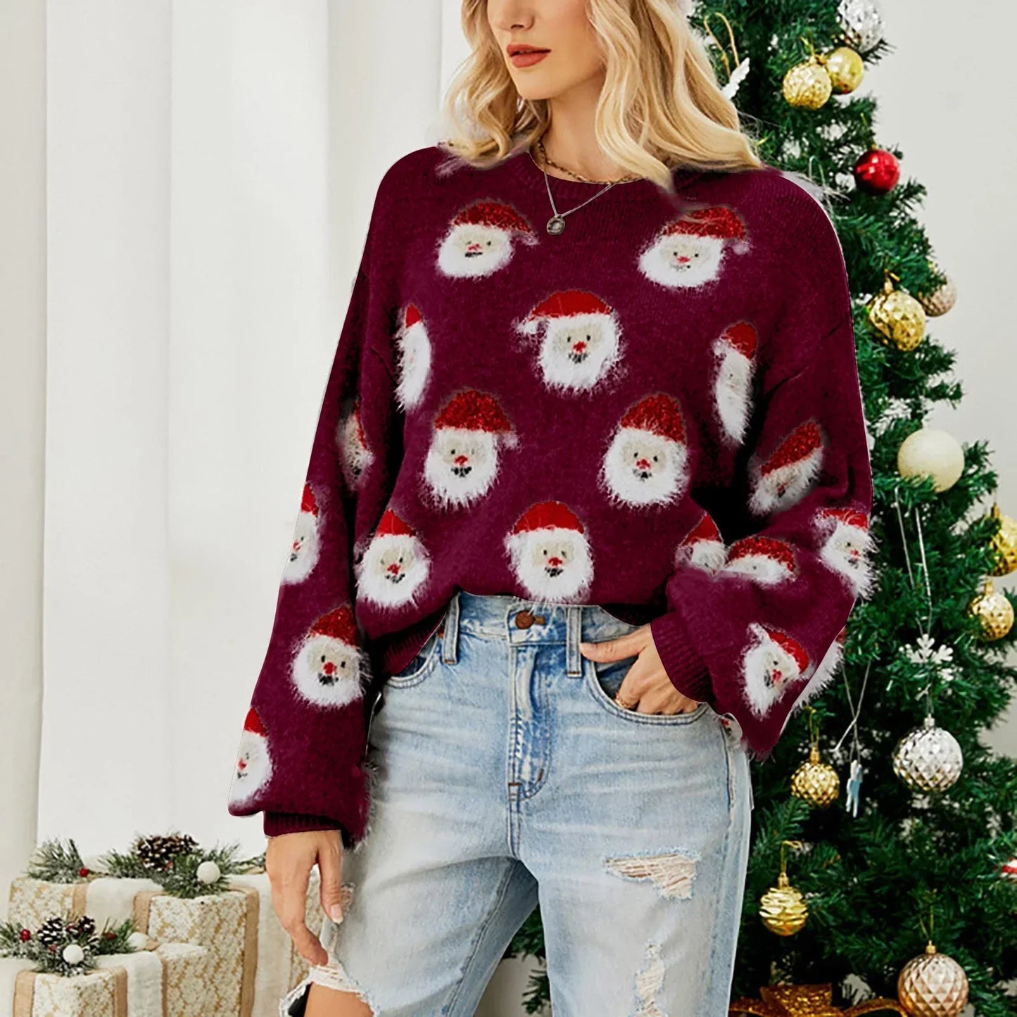 Azucena® | Oversized Christmas sweater with Santa Claus motif