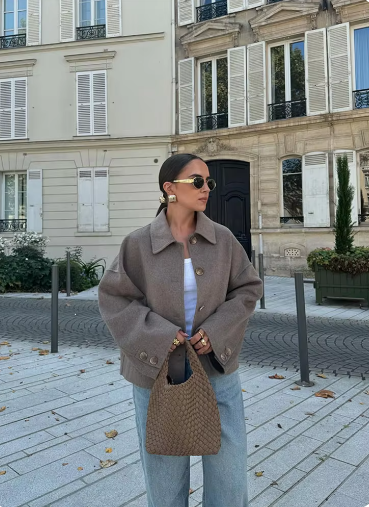 Lina® | Solid color women's jacket made of wool with lapels