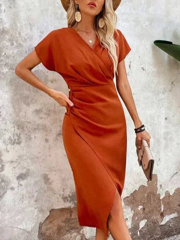Abigail® | Chic midi dress with a V-neck